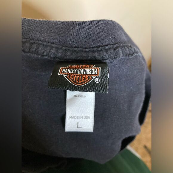 Harley Davidson Black V-Neck Graphic T-Shirt, Women's Size Large - Picture 2 of 5